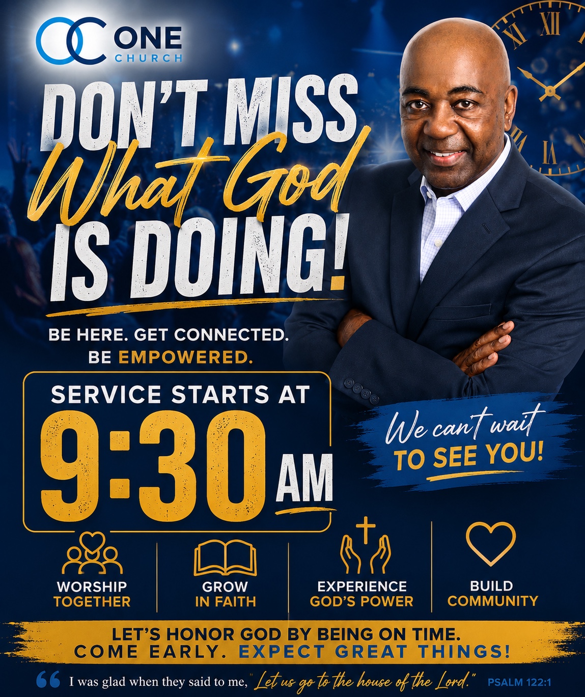 One Church service-time communication graphic
